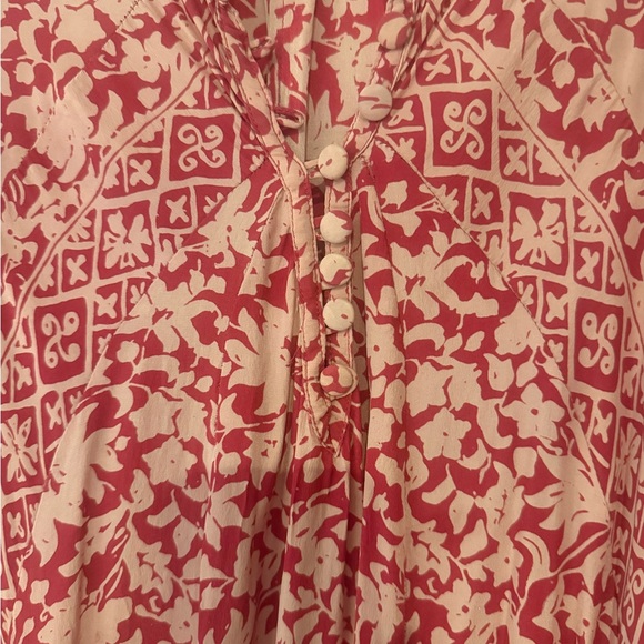 Natalie Martin Red and Cream Long Sleeve Dress - Picture 5 of 11